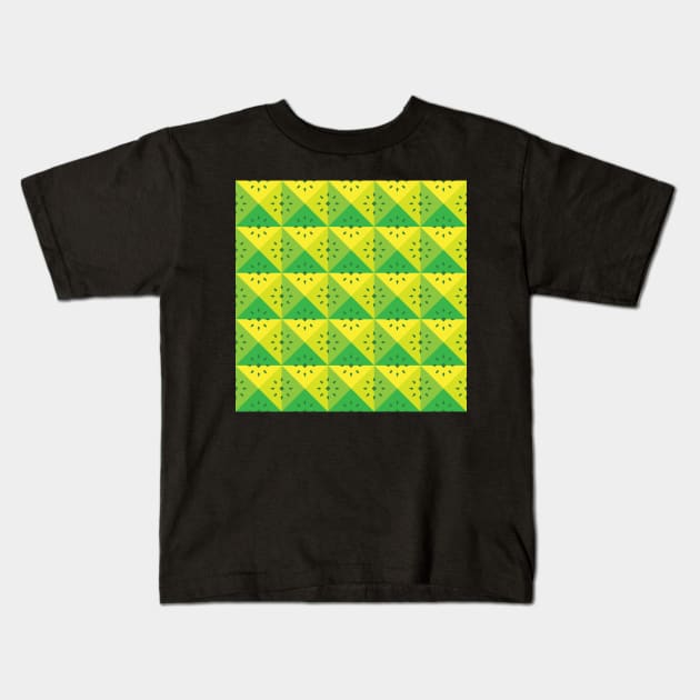 Lime Green Funky Squares Kids T-Shirt by Blue-Banana